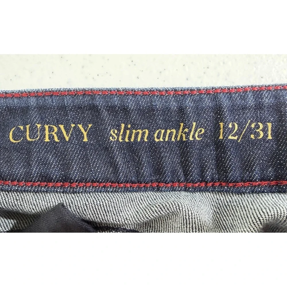 Talbots Curvy Slim‎ Ankle Jeans 12/31 (31x28) Mid Rise Dark Wash Stretch Denim